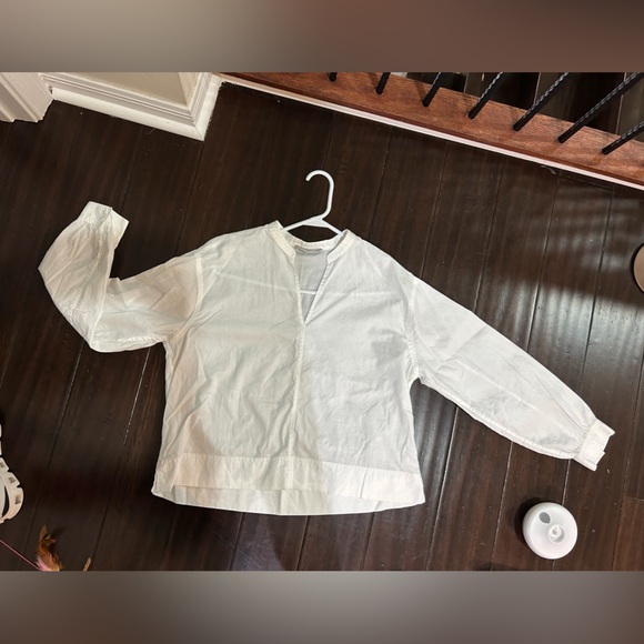 Everlane Tops - Everlane White Long Sleeve Top Banded Collar 6